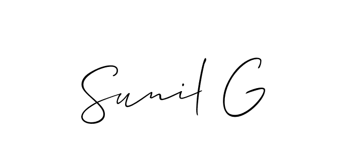 Make a short Sunil G signature style. Manage your documents anywhere anytime using Allison_Script. Create and add eSignatures, submit forms, share and send files easily. Sunil G signature style 2 images and pictures png