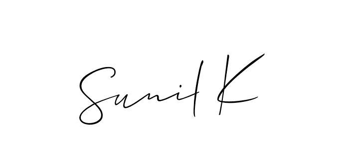 You should practise on your own different ways (Allison_Script) to write your name (Sunil K) in signature. don't let someone else do it for you. Sunil K signature style 2 images and pictures png