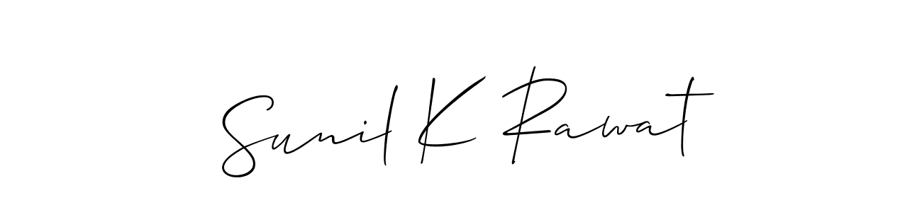 Also You can easily find your signature by using the search form. We will create Sunil K Rawat name handwritten signature images for you free of cost using Allison_Script sign style. Sunil K Rawat signature style 2 images and pictures png