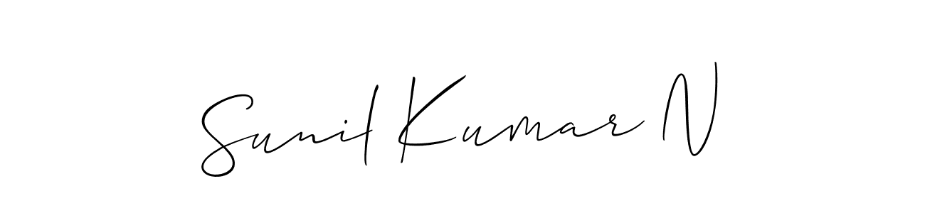 You should practise on your own different ways (Allison_Script) to write your name (Sunil Kumar N) in signature. don't let someone else do it for you. Sunil Kumar N signature style 2 images and pictures png