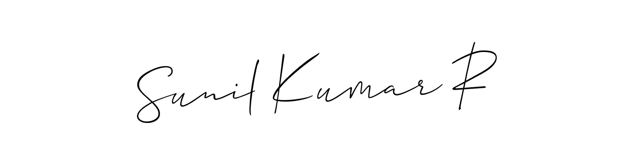 This is the best signature style for the Sunil Kumar R name. Also you like these signature font (Allison_Script). Mix name signature. Sunil Kumar R signature style 2 images and pictures png