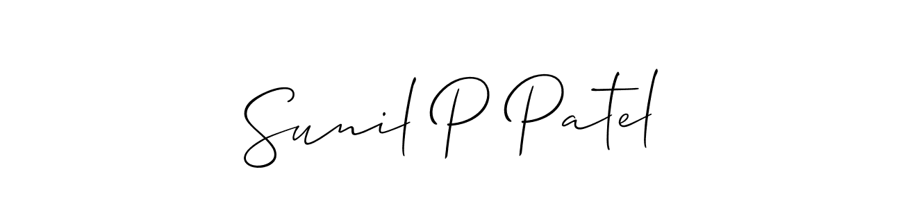 Also You can easily find your signature by using the search form. We will create Sunil P Patel name handwritten signature images for you free of cost using Allison_Script sign style. Sunil P Patel signature style 2 images and pictures png