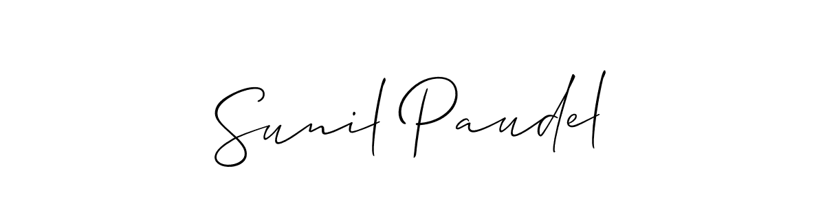 Make a short Sunil Paudel signature style. Manage your documents anywhere anytime using Allison_Script. Create and add eSignatures, submit forms, share and send files easily. Sunil Paudel signature style 2 images and pictures png