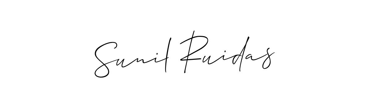This is the best signature style for the Sunil Ruidas name. Also you like these signature font (Allison_Script). Mix name signature. Sunil Ruidas signature style 2 images and pictures png