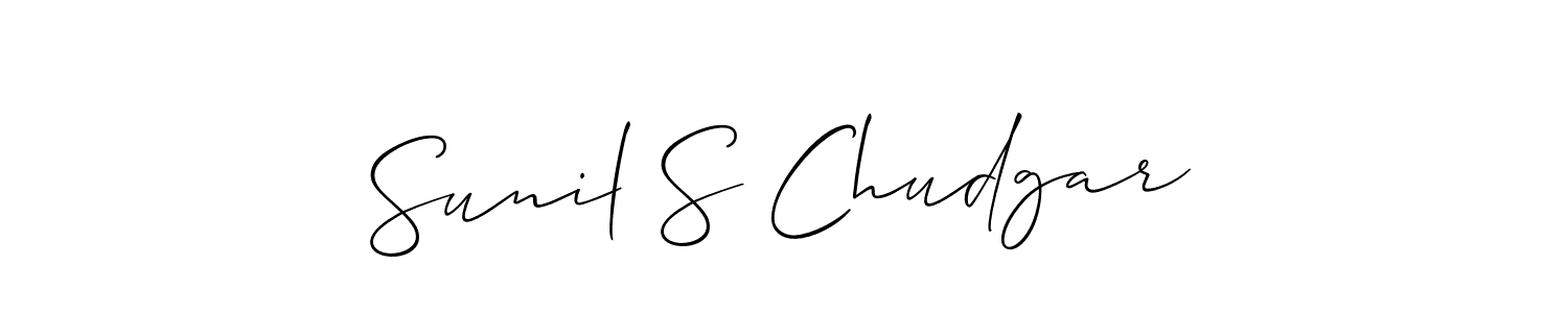 This is the best signature style for the Sunil S Chudgar name. Also you like these signature font (Allison_Script). Mix name signature. Sunil S Chudgar signature style 2 images and pictures png