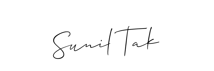 if you are searching for the best signature style for your name Sunil Tak. so please give up your signature search. here we have designed multiple signature styles  using Allison_Script. Sunil Tak signature style 2 images and pictures png