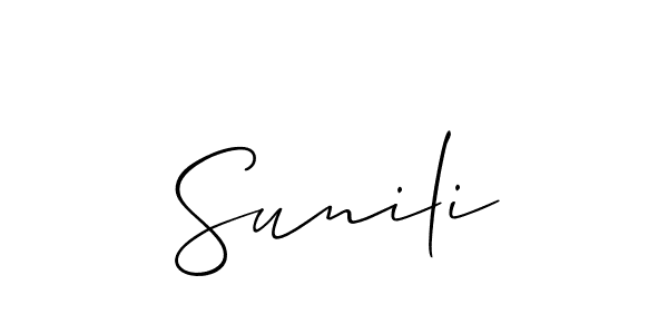 Create a beautiful signature design for name Sunili. With this signature (Allison_Script) fonts, you can make a handwritten signature for free. Sunili signature style 2 images and pictures png