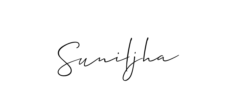 How to make Suniljha name signature. Use Allison_Script style for creating short signs online. This is the latest handwritten sign. Suniljha signature style 2 images and pictures png