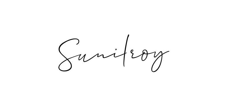 The best way (Allison_Script) to make a short signature is to pick only two or three words in your name. The name Sunilroy include a total of six letters. For converting this name. Sunilroy signature style 2 images and pictures png
