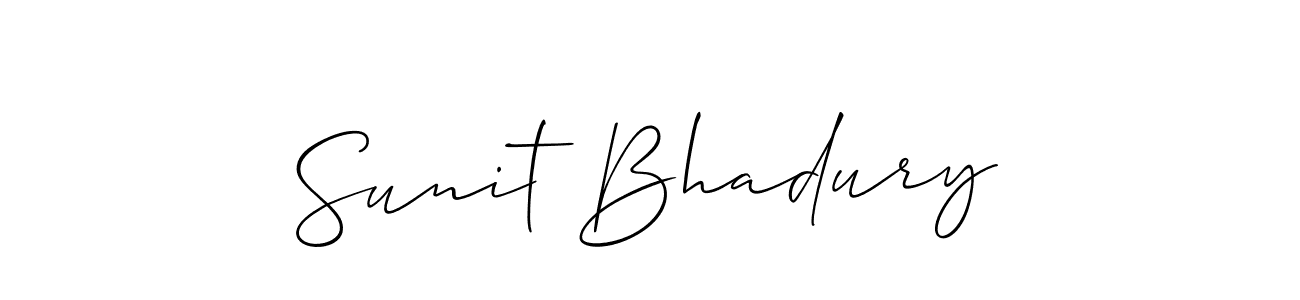 Also You can easily find your signature by using the search form. We will create Sunit Bhadury name handwritten signature images for you free of cost using Allison_Script sign style. Sunit Bhadury signature style 2 images and pictures png