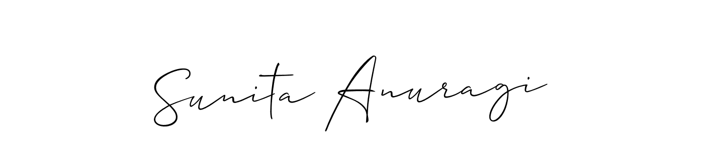 Allison_Script is a professional signature style that is perfect for those who want to add a touch of class to their signature. It is also a great choice for those who want to make their signature more unique. Get Sunita Anuragi name to fancy signature for free. Sunita Anuragi signature style 2 images and pictures png