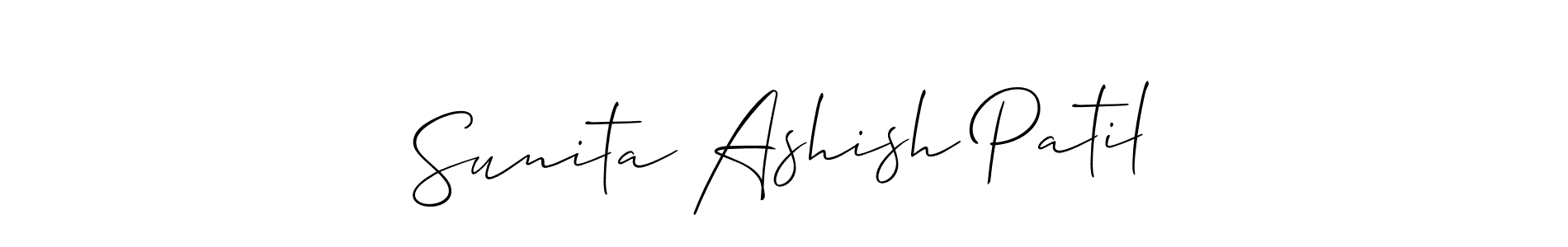if you are searching for the best signature style for your name Sunita Ashish Patil. so please give up your signature search. here we have designed multiple signature styles  using Allison_Script. Sunita Ashish Patil signature style 2 images and pictures png