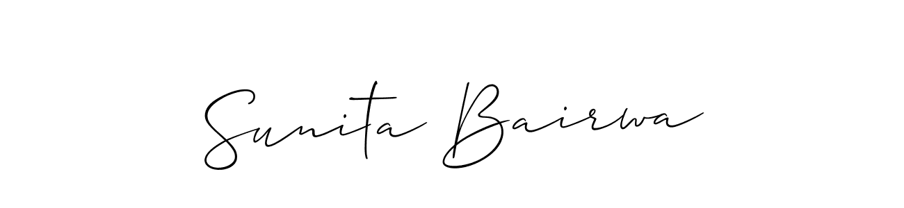 The best way (Allison_Script) to make a short signature is to pick only two or three words in your name. The name Sunita Bairwa include a total of six letters. For converting this name. Sunita Bairwa signature style 2 images and pictures png
