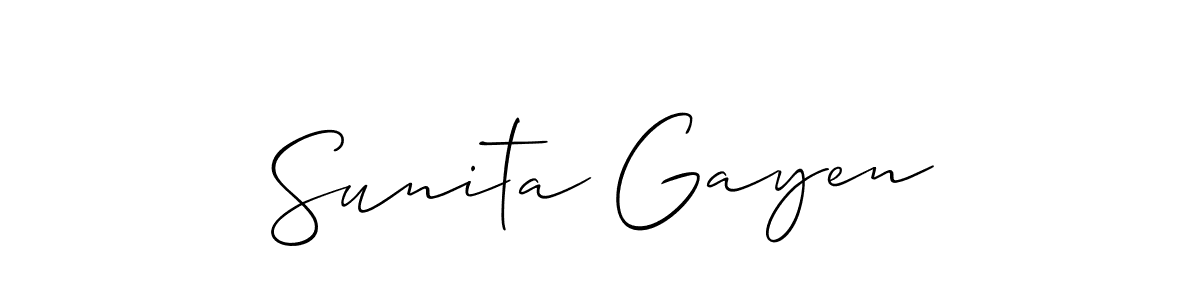 Design your own signature with our free online signature maker. With this signature software, you can create a handwritten (Allison_Script) signature for name Sunita Gayen. Sunita Gayen signature style 2 images and pictures png