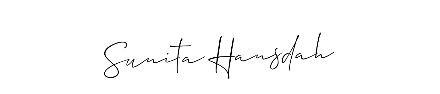 This is the best signature style for the Sunita Hansdah name. Also you like these signature font (Allison_Script). Mix name signature. Sunita Hansdah signature style 2 images and pictures png