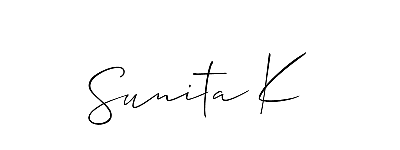 The best way (Allison_Script) to make a short signature is to pick only two or three words in your name. The name Sunita K include a total of six letters. For converting this name. Sunita K signature style 2 images and pictures png