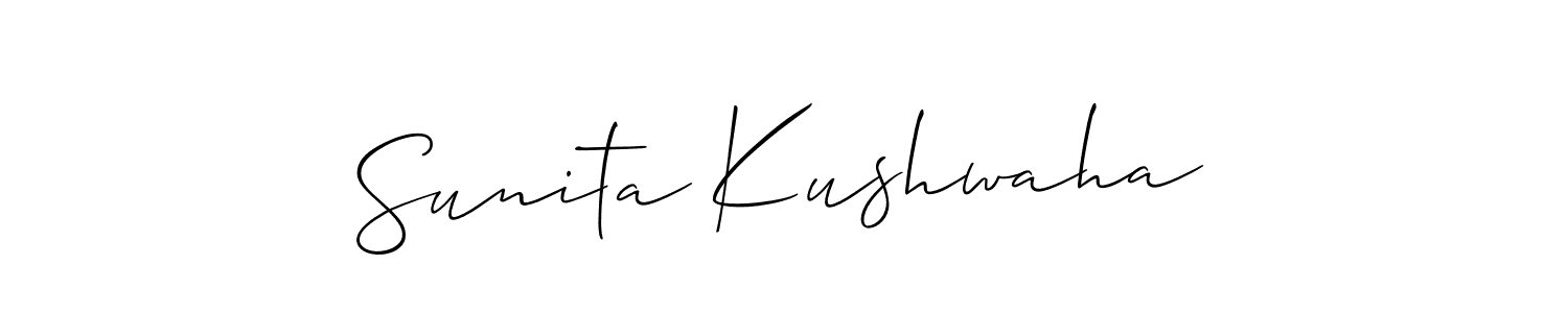 It looks lik you need a new signature style for name Sunita Kushwaha. Design unique handwritten (Allison_Script) signature with our free signature maker in just a few clicks. Sunita Kushwaha signature style 2 images and pictures png