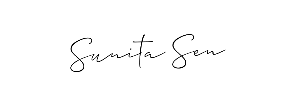 How to make Sunita Sen name signature. Use Allison_Script style for creating short signs online. This is the latest handwritten sign. Sunita Sen signature style 2 images and pictures png