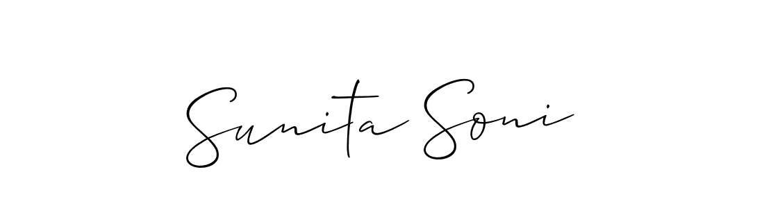 Allison_Script is a professional signature style that is perfect for those who want to add a touch of class to their signature. It is also a great choice for those who want to make their signature more unique. Get Sunita Soni name to fancy signature for free. Sunita Soni signature style 2 images and pictures png