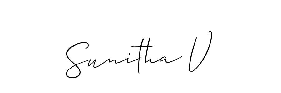 Design your own signature with our free online signature maker. With this signature software, you can create a handwritten (Allison_Script) signature for name Sunitha V. Sunitha V signature style 2 images and pictures png
