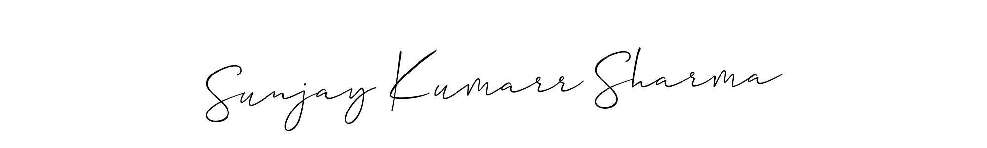 The best way (Allison_Script) to make a short signature is to pick only two or three words in your name. The name Sunjay Kumarr Sharma include a total of six letters. For converting this name. Sunjay Kumarr Sharma signature style 2 images and pictures png