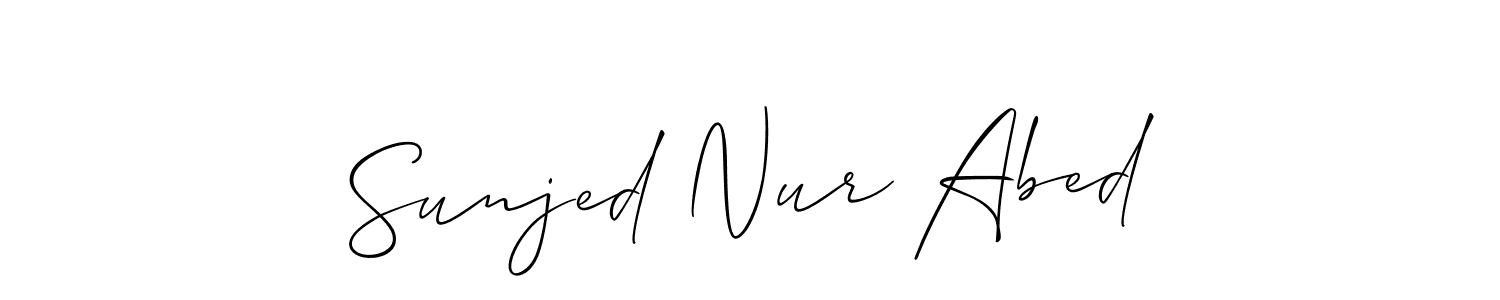 Make a beautiful signature design for name Sunjed Nur Abed. With this signature (Allison_Script) style, you can create a handwritten signature for free. Sunjed Nur Abed signature style 2 images and pictures png