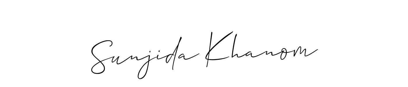 Make a short Sunjida Khanom signature style. Manage your documents anywhere anytime using Allison_Script. Create and add eSignatures, submit forms, share and send files easily. Sunjida Khanom signature style 2 images and pictures png