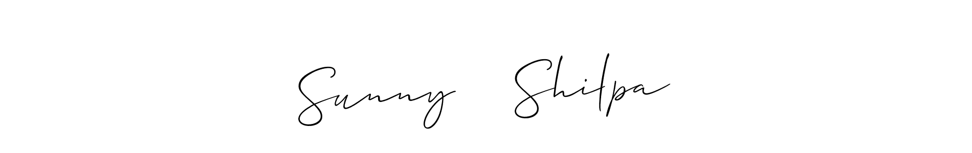 if you are searching for the best signature style for your name Sunny ❤️ Shilpa. so please give up your signature search. here we have designed multiple signature styles  using Allison_Script. Sunny ❤️ Shilpa signature style 2 images and pictures png