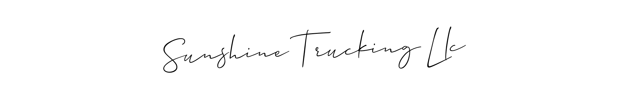 It looks lik you need a new signature style for name Sunshine Trucking Llc. Design unique handwritten (Allison_Script) signature with our free signature maker in just a few clicks. Sunshine Trucking Llc signature style 2 images and pictures png