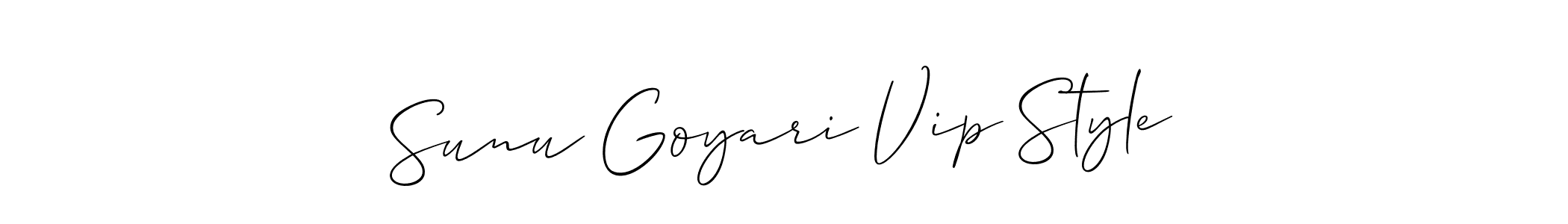 It looks lik you need a new signature style for name Sunu Goyari Vip Style. Design unique handwritten (Allison_Script) signature with our free signature maker in just a few clicks. Sunu Goyari Vip Style signature style 2 images and pictures png