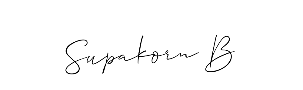 The best way (Allison_Script) to make a short signature is to pick only two or three words in your name. The name Supakorn B include a total of six letters. For converting this name. Supakorn B signature style 2 images and pictures png