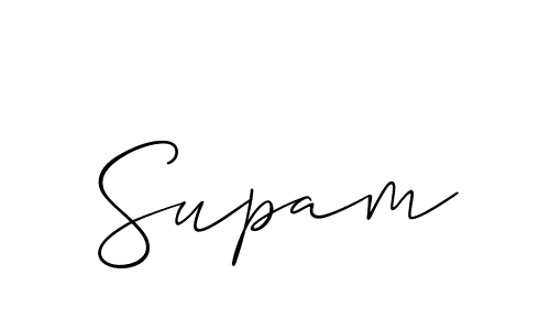 Design your own signature with our free online signature maker. With this signature software, you can create a handwritten (Allison_Script) signature for name Supam. Supam signature style 2 images and pictures png