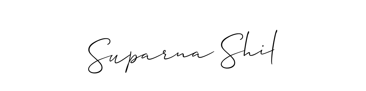 The best way (Allison_Script) to make a short signature is to pick only two or three words in your name. The name Suparna Shil include a total of six letters. For converting this name. Suparna Shil signature style 2 images and pictures png