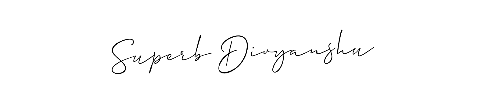Also You can easily find your signature by using the search form. We will create Superb Divyanshu name handwritten signature images for you free of cost using Allison_Script sign style. Superb Divyanshu signature style 2 images and pictures png
