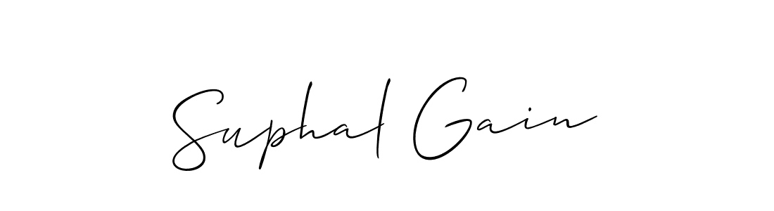 The best way (Allison_Script) to make a short signature is to pick only two or three words in your name. The name Suphal Gain include a total of six letters. For converting this name. Suphal Gain signature style 2 images and pictures png