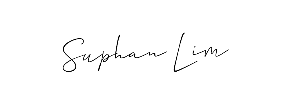 The best way (Allison_Script) to make a short signature is to pick only two or three words in your name. The name Suphan Lim include a total of six letters. For converting this name. Suphan Lim signature style 2 images and pictures png