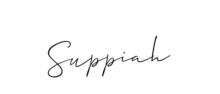 Design your own signature with our free online signature maker. With this signature software, you can create a handwritten (Allison_Script) signature for name Suppiah. Suppiah signature style 2 images and pictures png