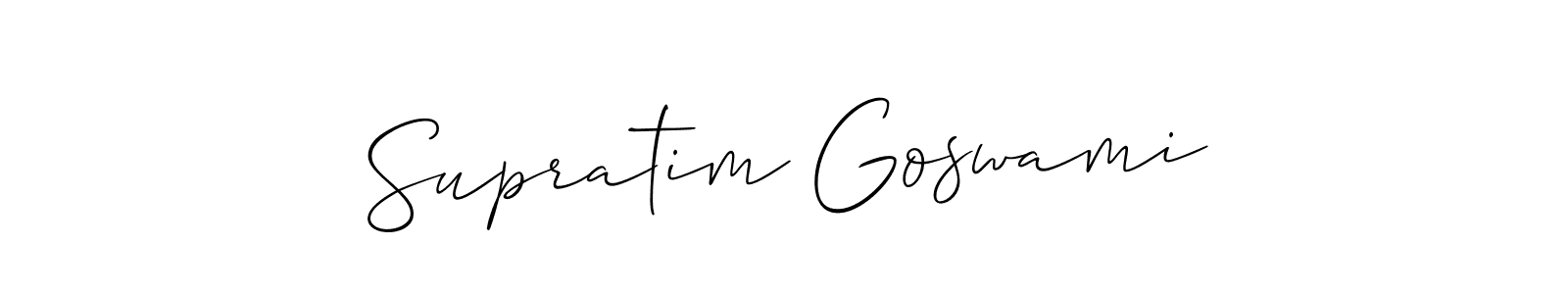 The best way (Allison_Script) to make a short signature is to pick only two or three words in your name. The name Supratim Goswami include a total of six letters. For converting this name. Supratim Goswami signature style 2 images and pictures png