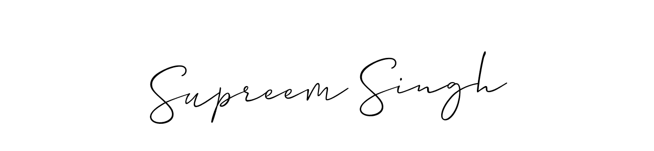 Also we have Supreem Singh name is the best signature style. Create professional handwritten signature collection using Allison_Script autograph style. Supreem Singh signature style 2 images and pictures png