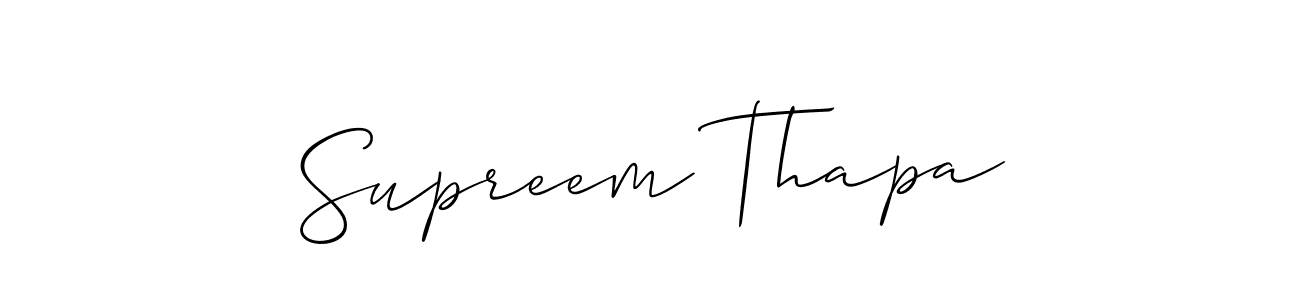 How to make Supreem Thapa name signature. Use Allison_Script style for creating short signs online. This is the latest handwritten sign. Supreem Thapa signature style 2 images and pictures png