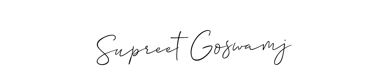 How to make Supreet Goswamj signature? Allison_Script is a professional autograph style. Create handwritten signature for Supreet Goswamj name. Supreet Goswamj signature style 2 images and pictures png