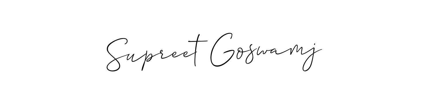 Similarly Allison_Script is the best handwritten signature design. Signature creator online .You can use it as an online autograph creator for name Supreet Goswamj. Supreet Goswamj signature style 2 images and pictures png