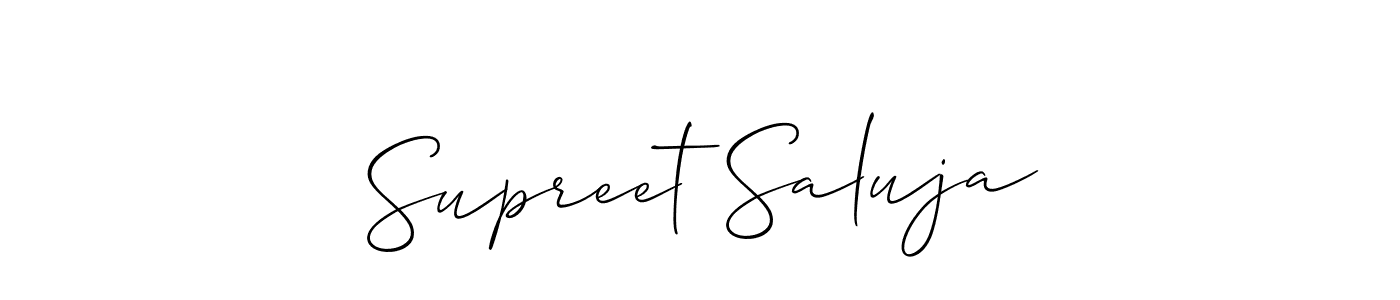 Similarly Allison_Script is the best handwritten signature design. Signature creator online .You can use it as an online autograph creator for name Supreet Saluja. Supreet Saluja signature style 2 images and pictures png
