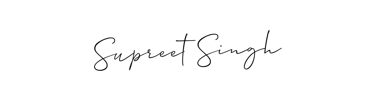 Create a beautiful signature design for name Supreet Singh. With this signature (Allison_Script) fonts, you can make a handwritten signature for free. Supreet Singh signature style 2 images and pictures png