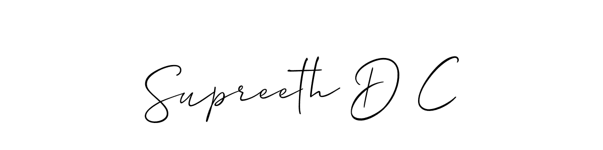 Also we have Supreeth D C name is the best signature style. Create professional handwritten signature collection using Allison_Script autograph style. Supreeth D C signature style 2 images and pictures png