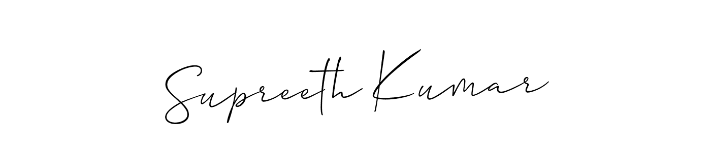 Supreeth Kumar stylish signature style. Best Handwritten Sign (Allison_Script) for my name. Handwritten Signature Collection Ideas for my name Supreeth Kumar. Supreeth Kumar signature style 2 images and pictures png