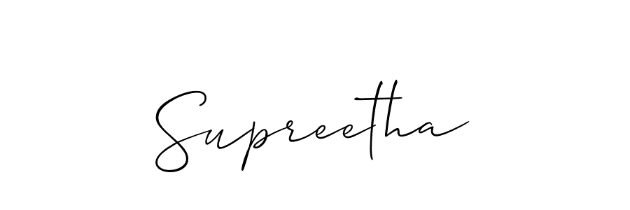 Also we have Supreetha name is the best signature style. Create professional handwritten signature collection using Allison_Script autograph style. Supreetha signature style 2 images and pictures png