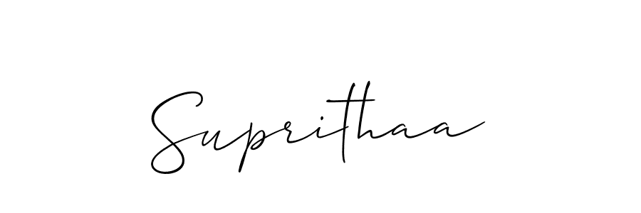 Use a signature maker to create a handwritten signature online. With this signature software, you can design (Allison_Script) your own signature for name Suprithaa. Suprithaa signature style 2 images and pictures png