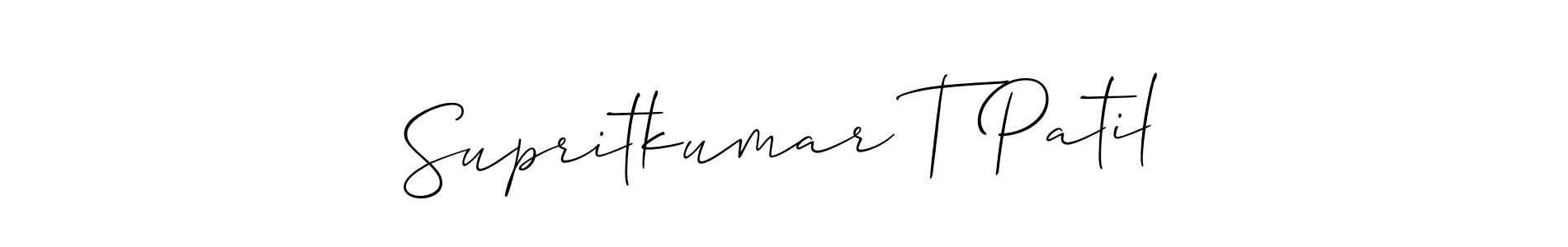 You should practise on your own different ways (Allison_Script) to write your name (Supritkumar T Patil) in signature. don't let someone else do it for you. Supritkumar T Patil signature style 2 images and pictures png