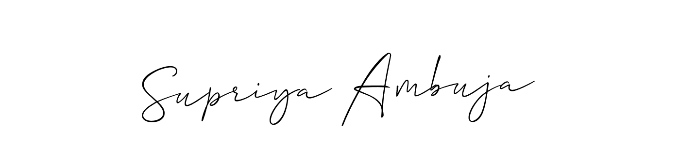 Make a short Supriya Ambuja signature style. Manage your documents anywhere anytime using Allison_Script. Create and add eSignatures, submit forms, share and send files easily. Supriya Ambuja signature style 2 images and pictures png